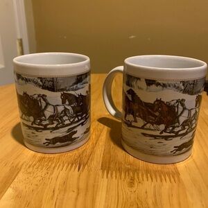 Two Coffee Mugs “ Snow Sleigh Race “ By Houston Foods